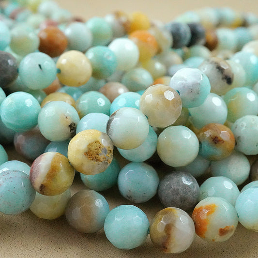 Black Gold Amazonite (Round)(Faceted)(4mm)(6mm)(8mm)(10mm)(12mm)(16"Strand)