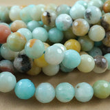 Black Gold Amazonite (Round)(Faceted)(4mm)(6mm)(8mm)(10mm)(12mm)(16"Strand)