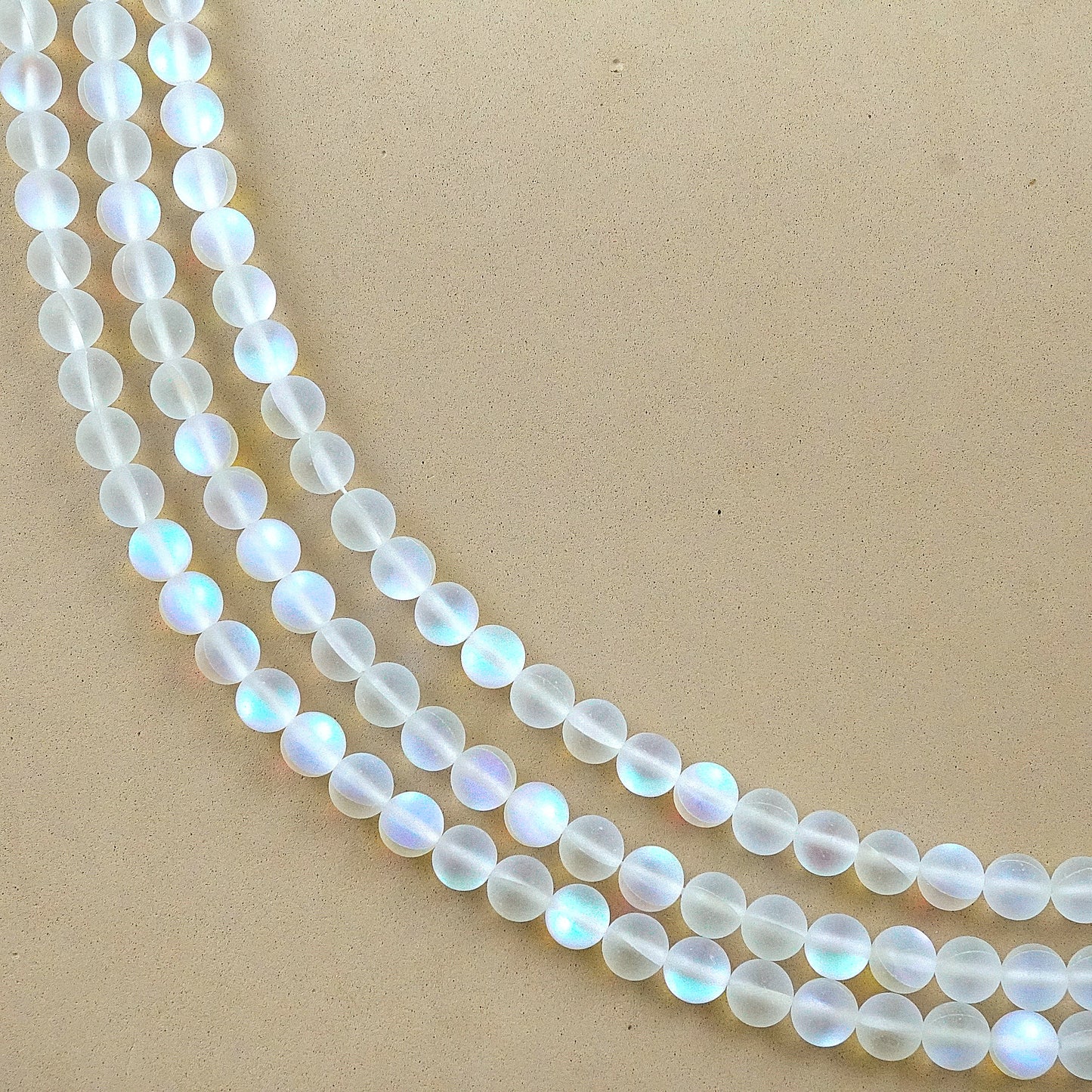 White Mystic Aura Quartz (Round)(Matte)(Syn)(6mm)(8mm)(10mm)(12mm)(16"Strand)