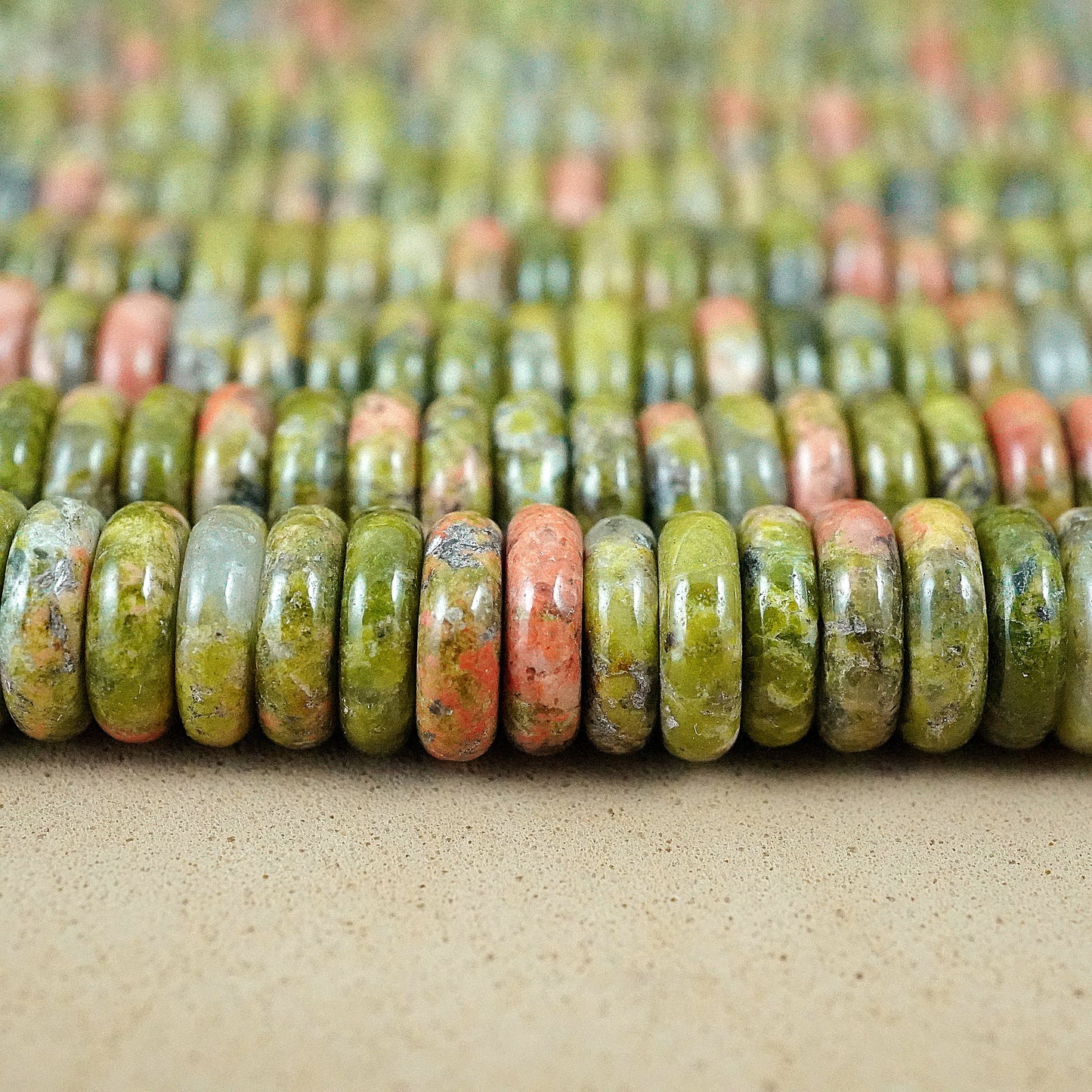 Unakite (Rondelle)(Smooth)(6mmx2mm)(15.5"Strand)