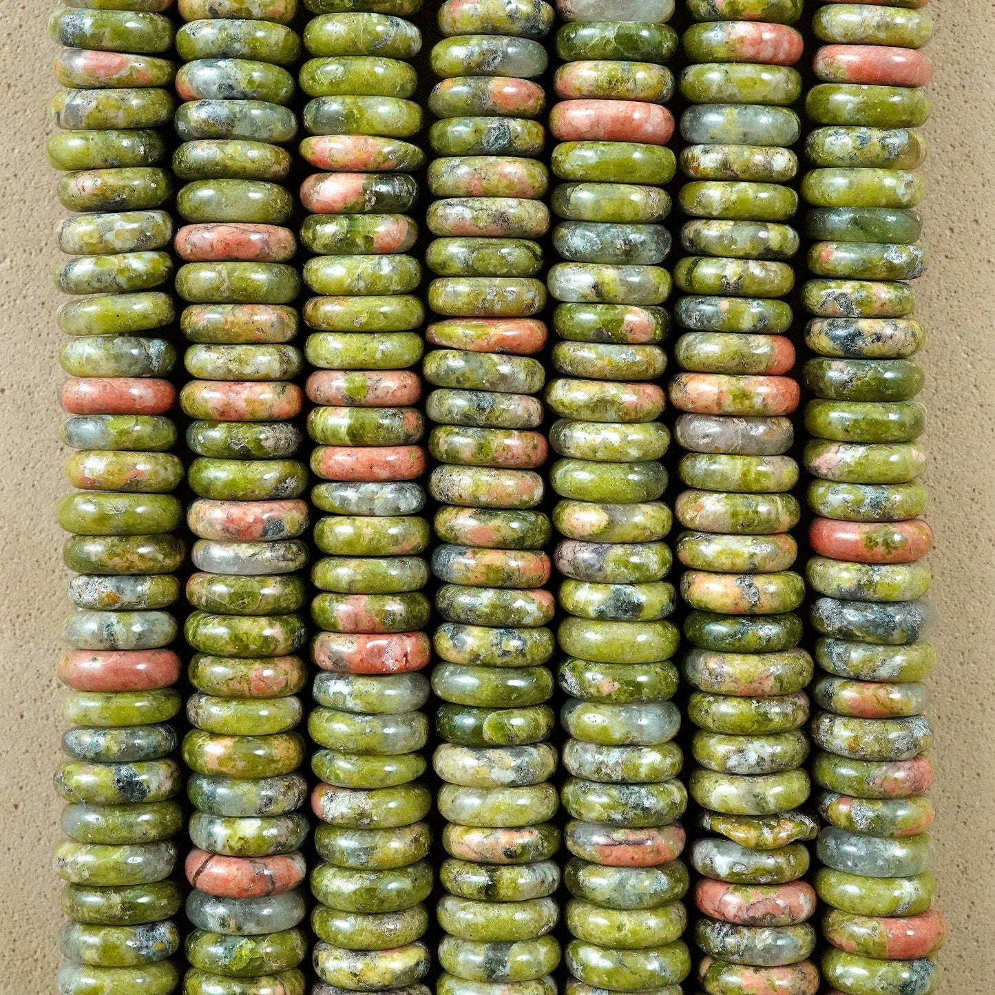 Unakite (Rondelle)(Smooth)(6mmx2mm)(15.5"Strand)