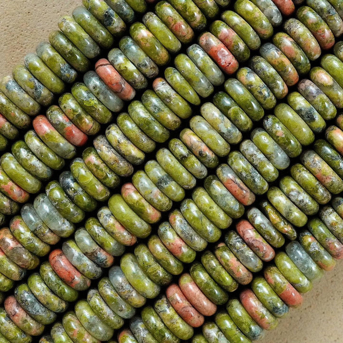 Unakite (Rondelle)(Smooth)(6mmx2mm)(15.5"Strand)