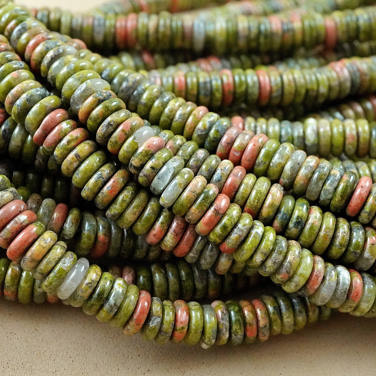 Unakite (Rondelle)(Smooth)(6mmx2mm)(15.5"Strand)