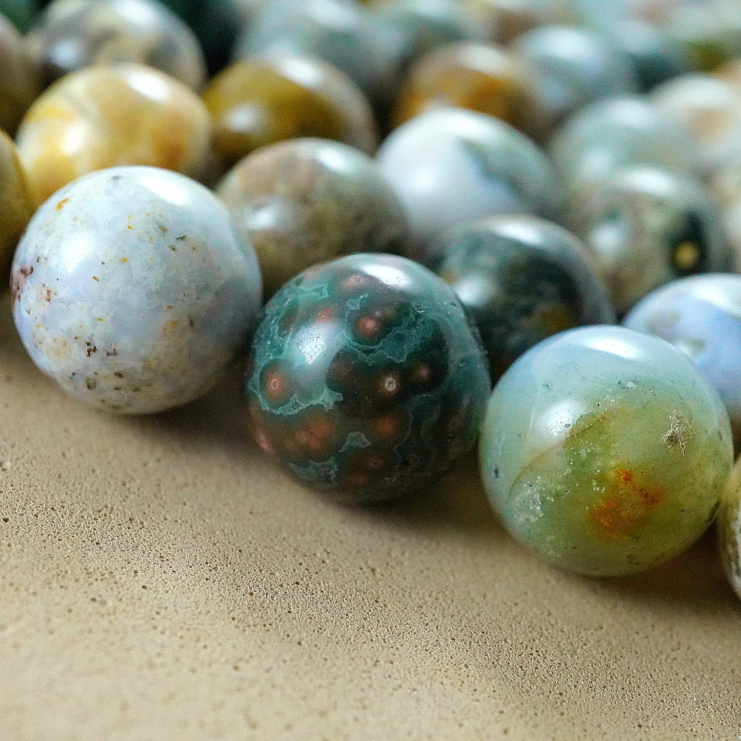 Ocean Jasper (Light)(Round)(Smooth)(6mm)(8mm)(10mm)(16"Strand)