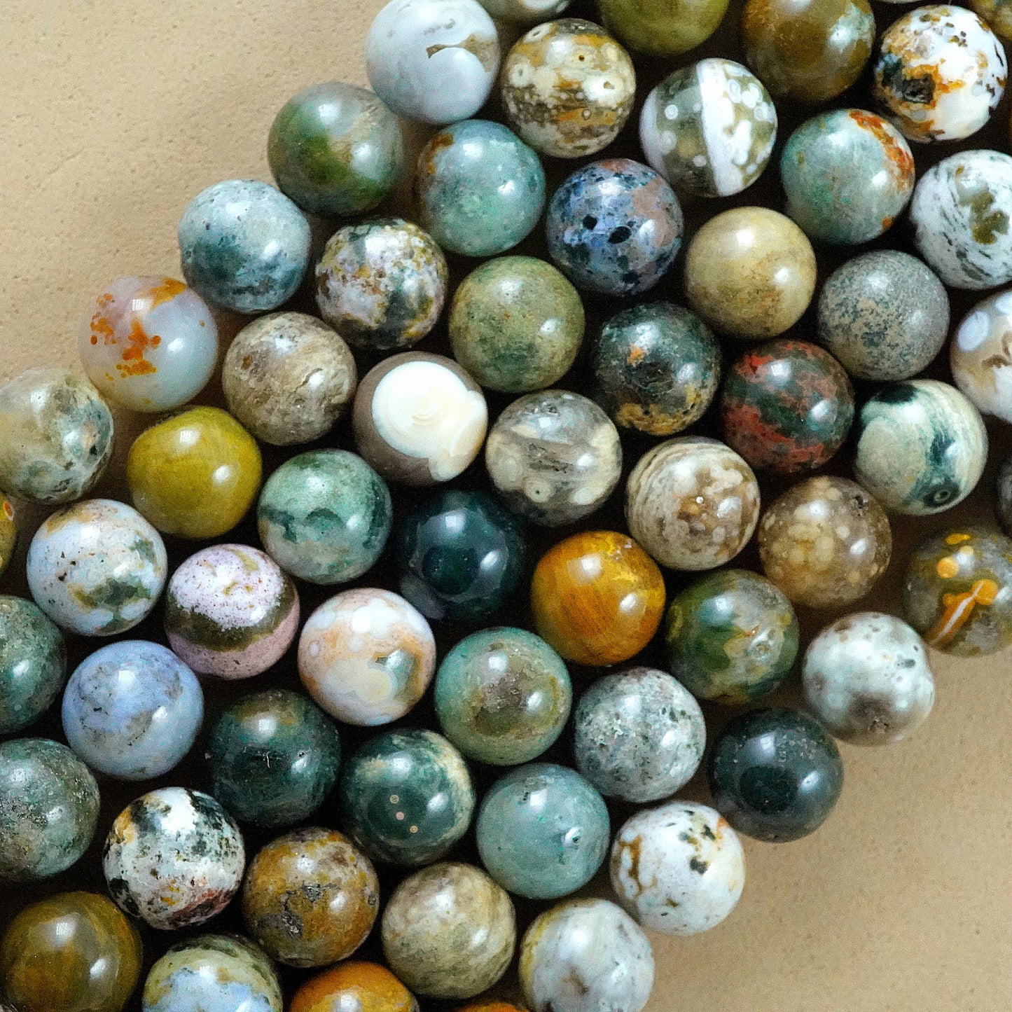 Ocean Jasper (Light)(Round)(Smooth)(6mm)(8mm)(10mm)(16"Strand)