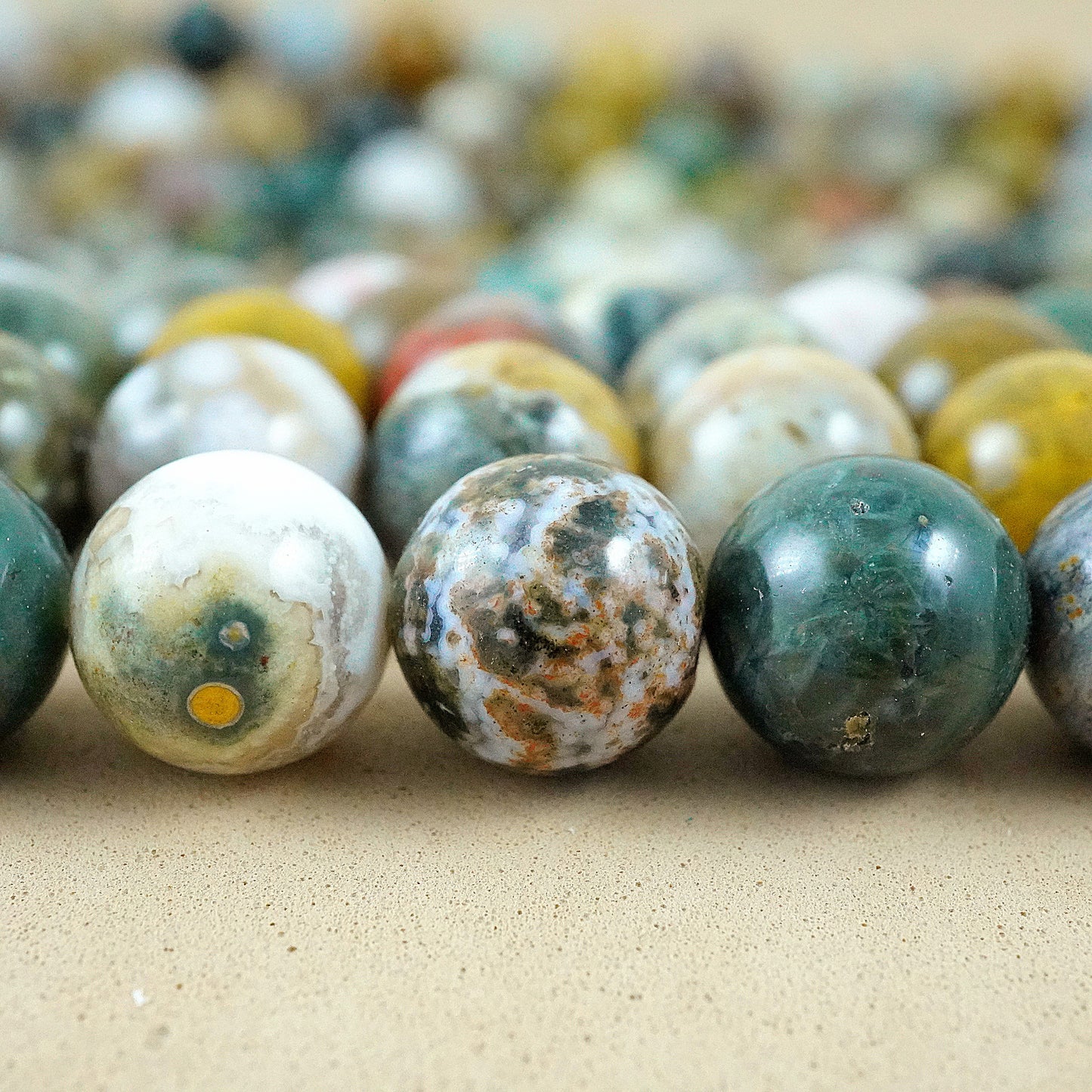 Ocean Jasper (Light)(Round)(Smooth)(6mm)(8mm)(10mm)(16"Strand)