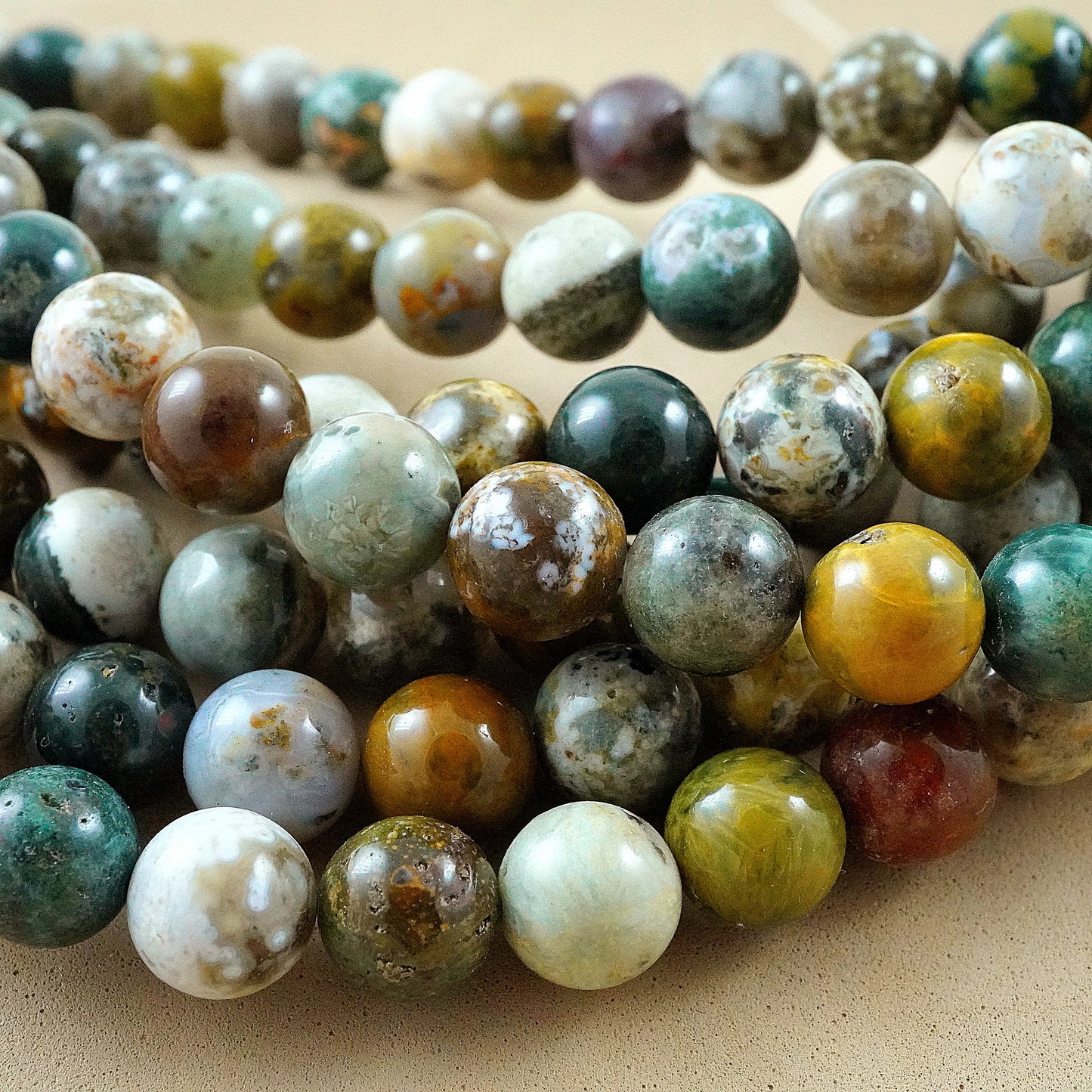 Ocean Jasper (Light)(Round)(Smooth)(6mm)(8mm)(10mm)(16"Strand)