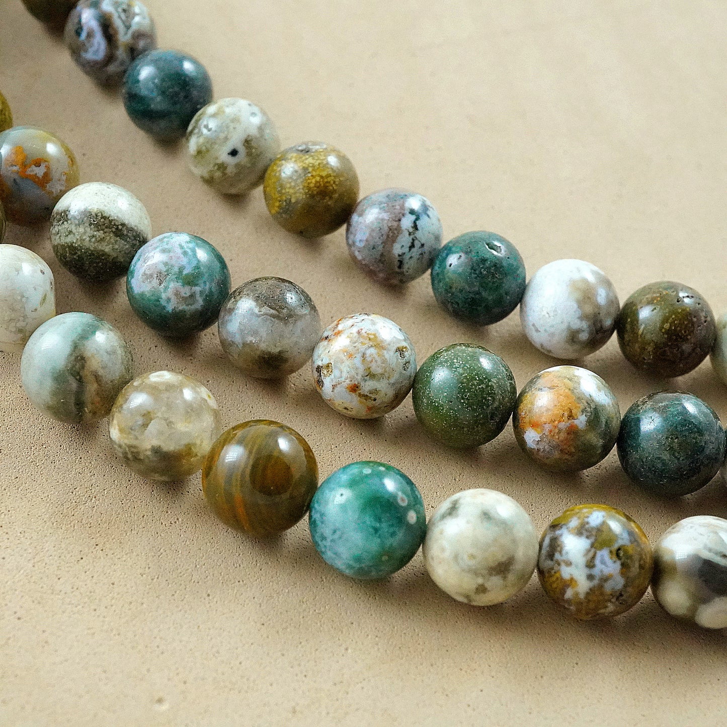 Ocean Jasper (Light)(Round)(Smooth)(6mm)(8mm)(10mm)(16"Strand)