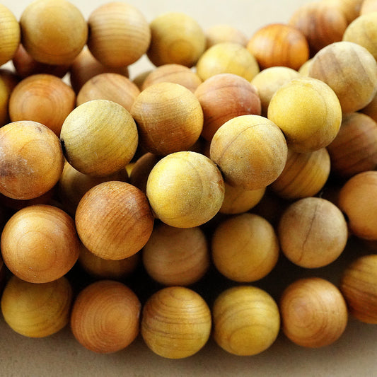 Cedar Wood (Round)(Matte)(6mm)(8mm)(10mm)(16"Strand)