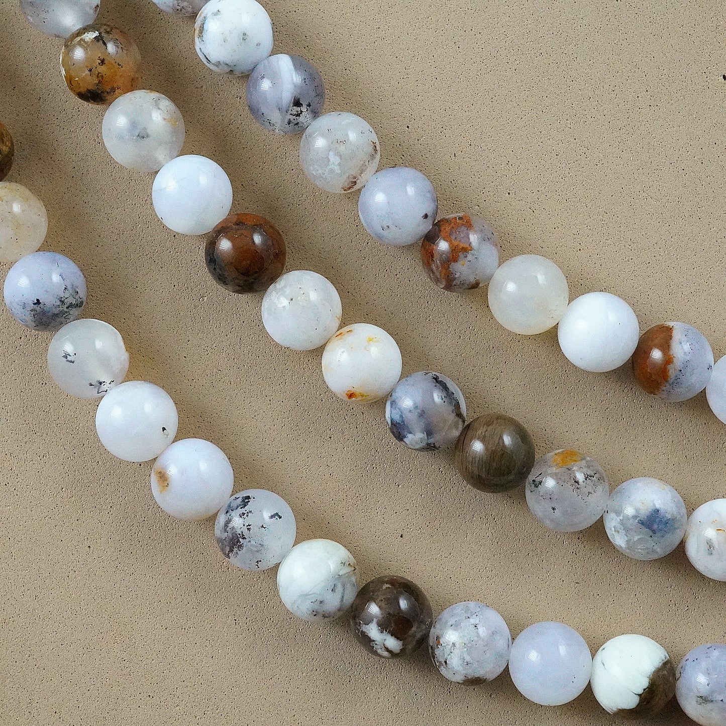 Dendritic Opal (Round)(Smooth)(6mm)(8mm)(10mm)(16"Strand)