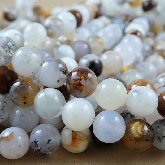 Dendritic Opal (Round)(Smooth)(6mm)(8mm)(10mm)(16"Strand)