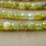 Green Garnet (AA)(Round)(Micro)(Faceted)(4mm)(15"Strand)