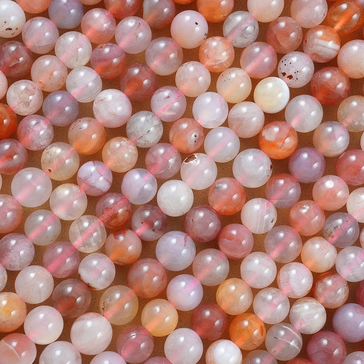 Pink Botswana Agate (Round)(Smooth)(6mm)(8mm)(16"Strand)