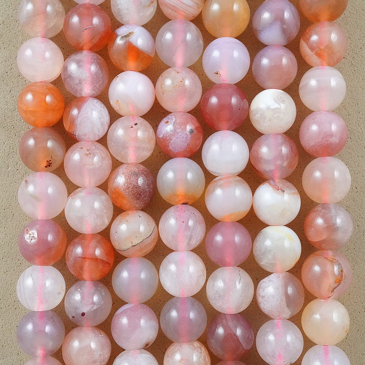 Pink Botswana Agate (Round)(Smooth)(6mm)(8mm)(16"Strand)