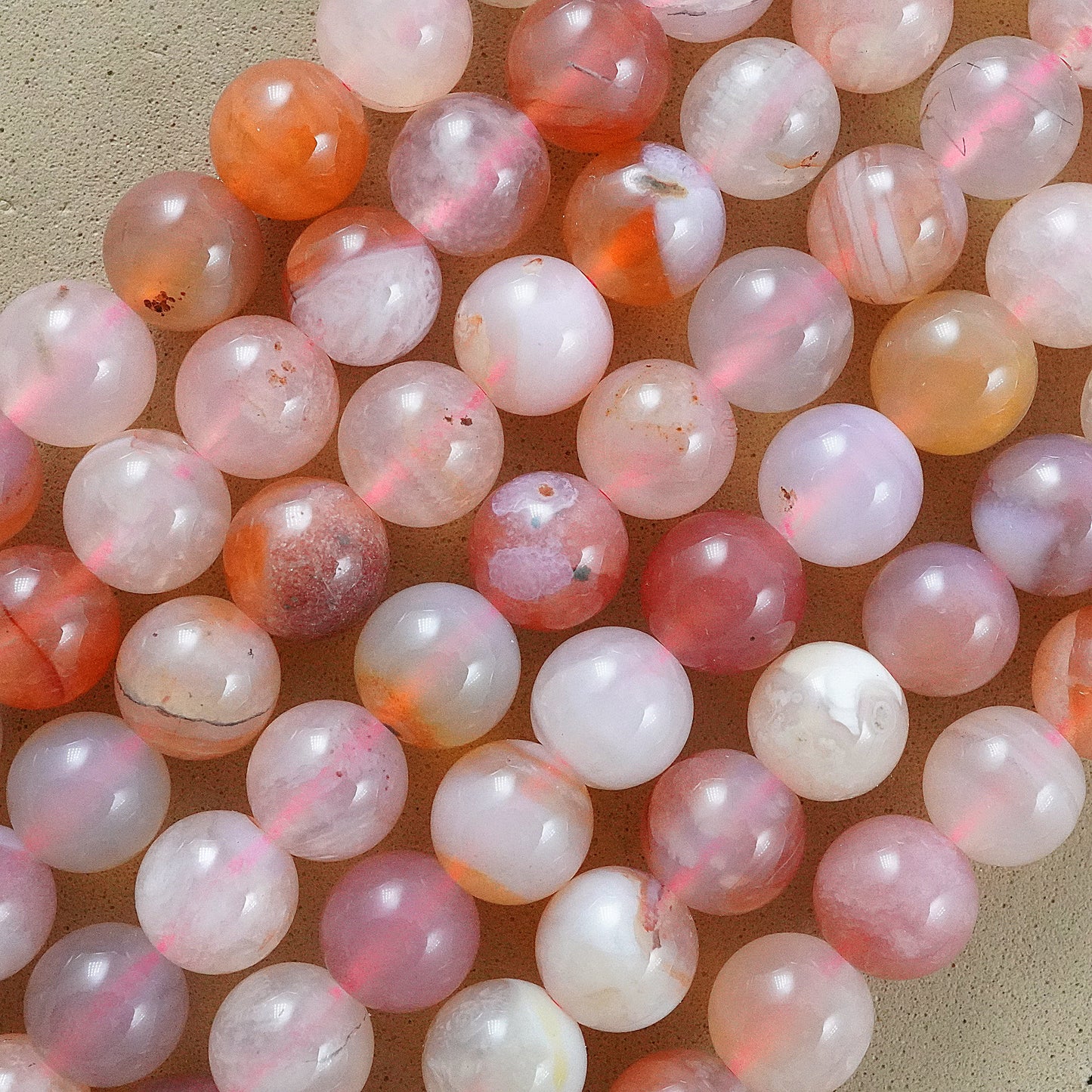 Pink Botswana Agate (Round)(Smooth)(6mm)(8mm)(16"Strand)