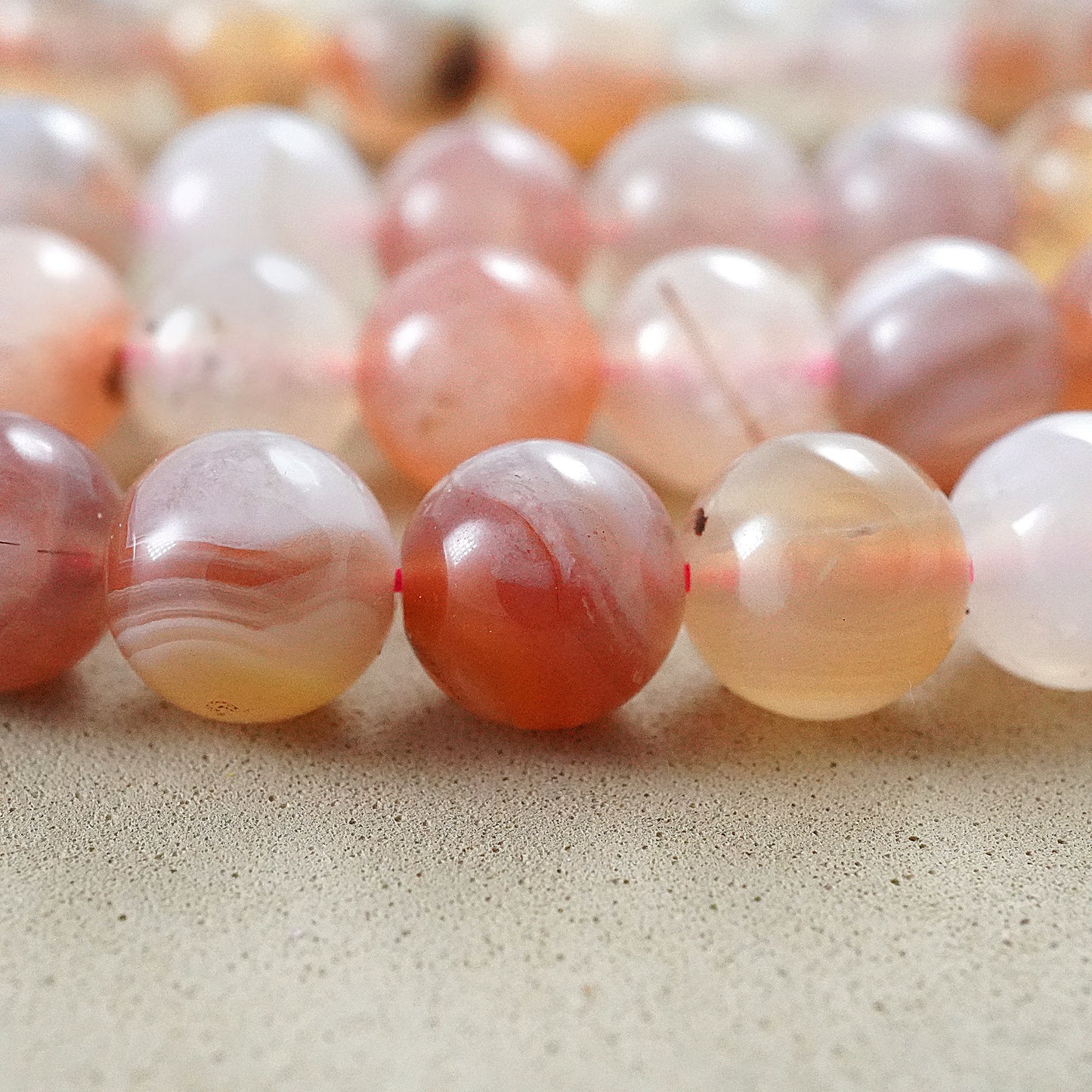 Pink Botswana Agate (Round)(Smooth)(6mm)(8mm)(16"Strand)