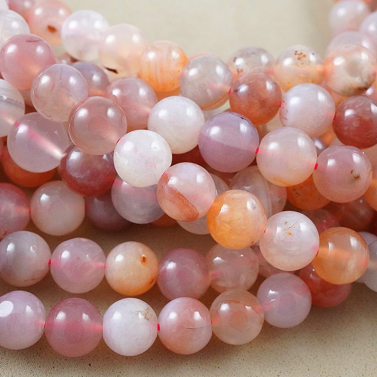 Pink Botswana Agate (Round)(Smooth)(6mm)(8mm)(16"Strand)