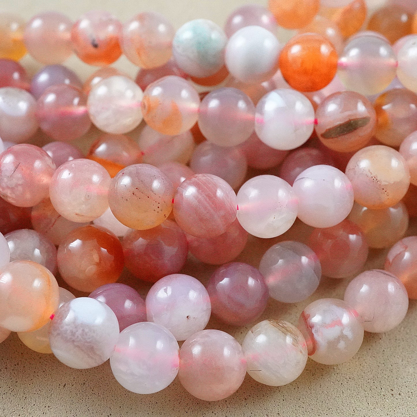 Pink Botswana Agate (Round)(Smooth)(6mm)(8mm)(16"Strand)