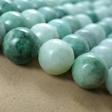 Green Burmese Jade (Round)(Smooth)(6mm)(8mm)(10mm)(12mm)(15"Strand)