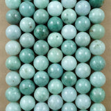 Green Burmese Jade (Round)(Smooth)(6mm)(8mm)(10mm)(12mm)(15"Strand)
