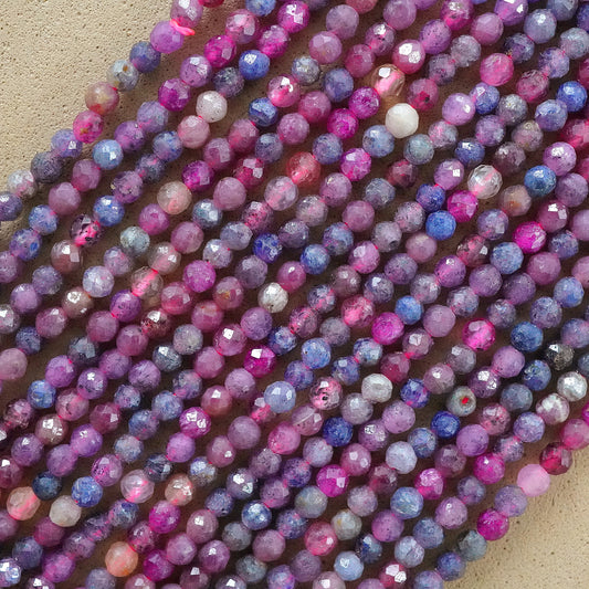 Sapphires (Round)(Micro)(Faceted)(Mix)(2mm)(15"Strand)