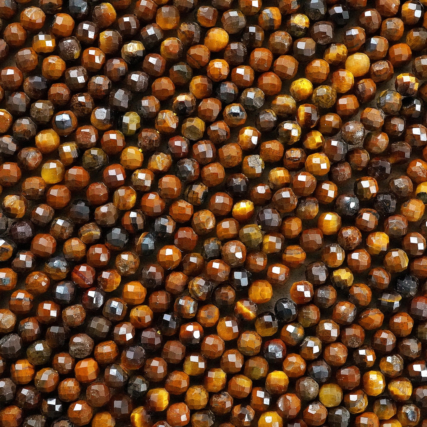 Tiger Eye (Round)(Micro)(Faceted)(2mm)(15"Strand)