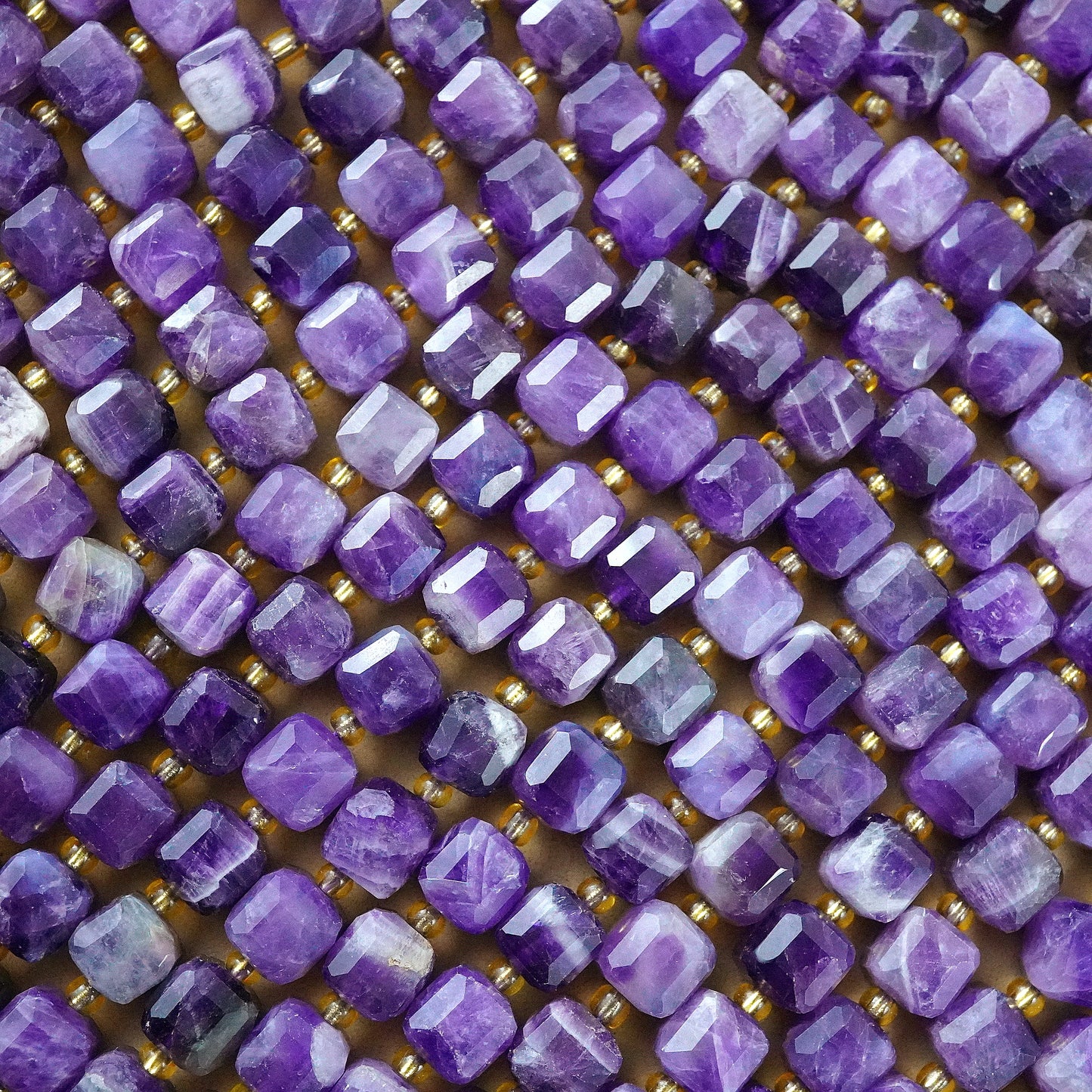 Chevron Amethyst (Cube)(Faceted)(8mm)(15"Strand)