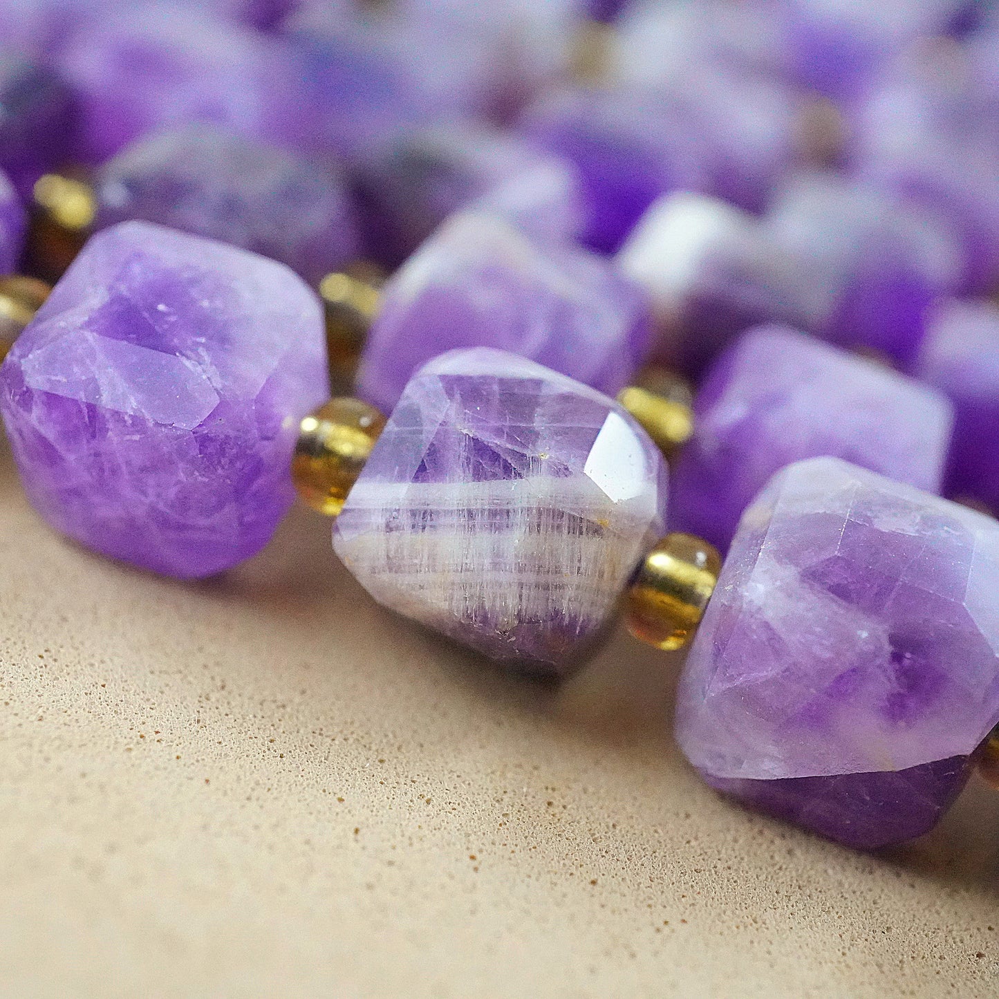 Chevron Amethyst (Cube)(Faceted)(8mm)(15"Strand)