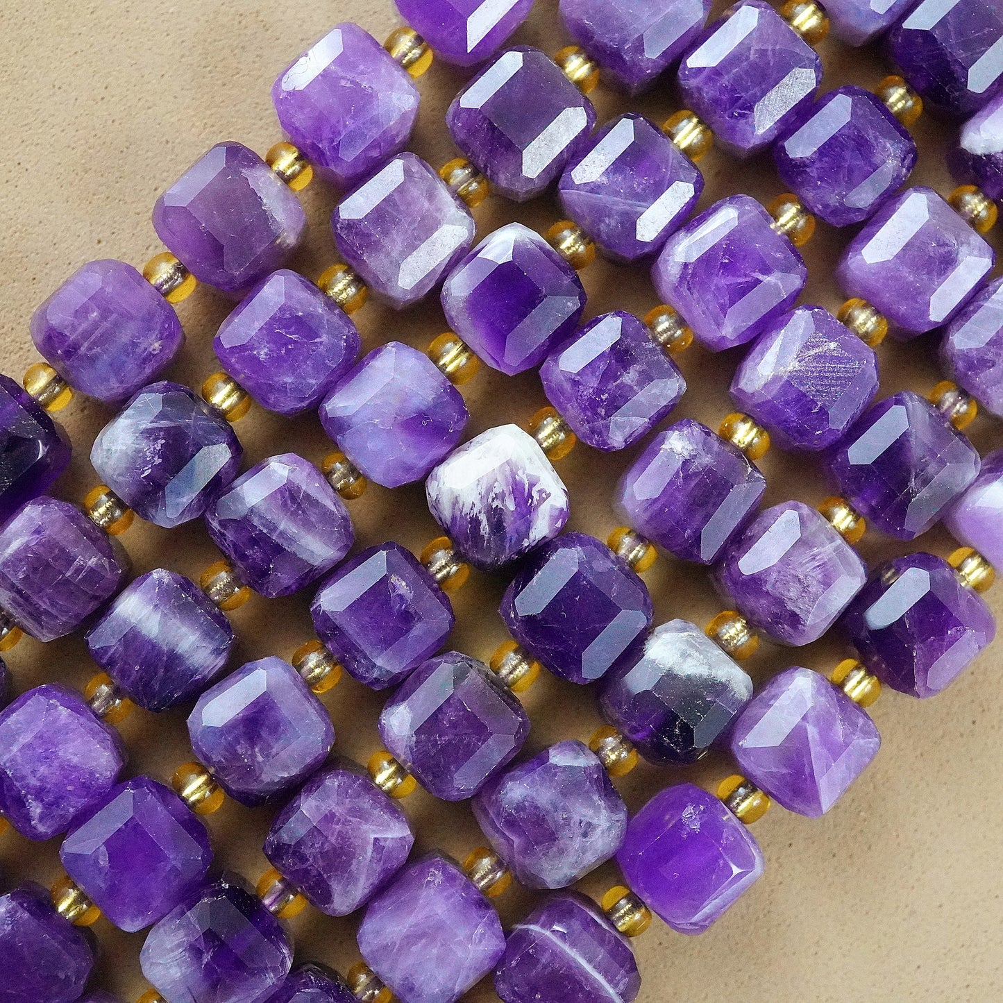 Chevron Amethyst (Cube)(Faceted)(8mm)(15"Strand)