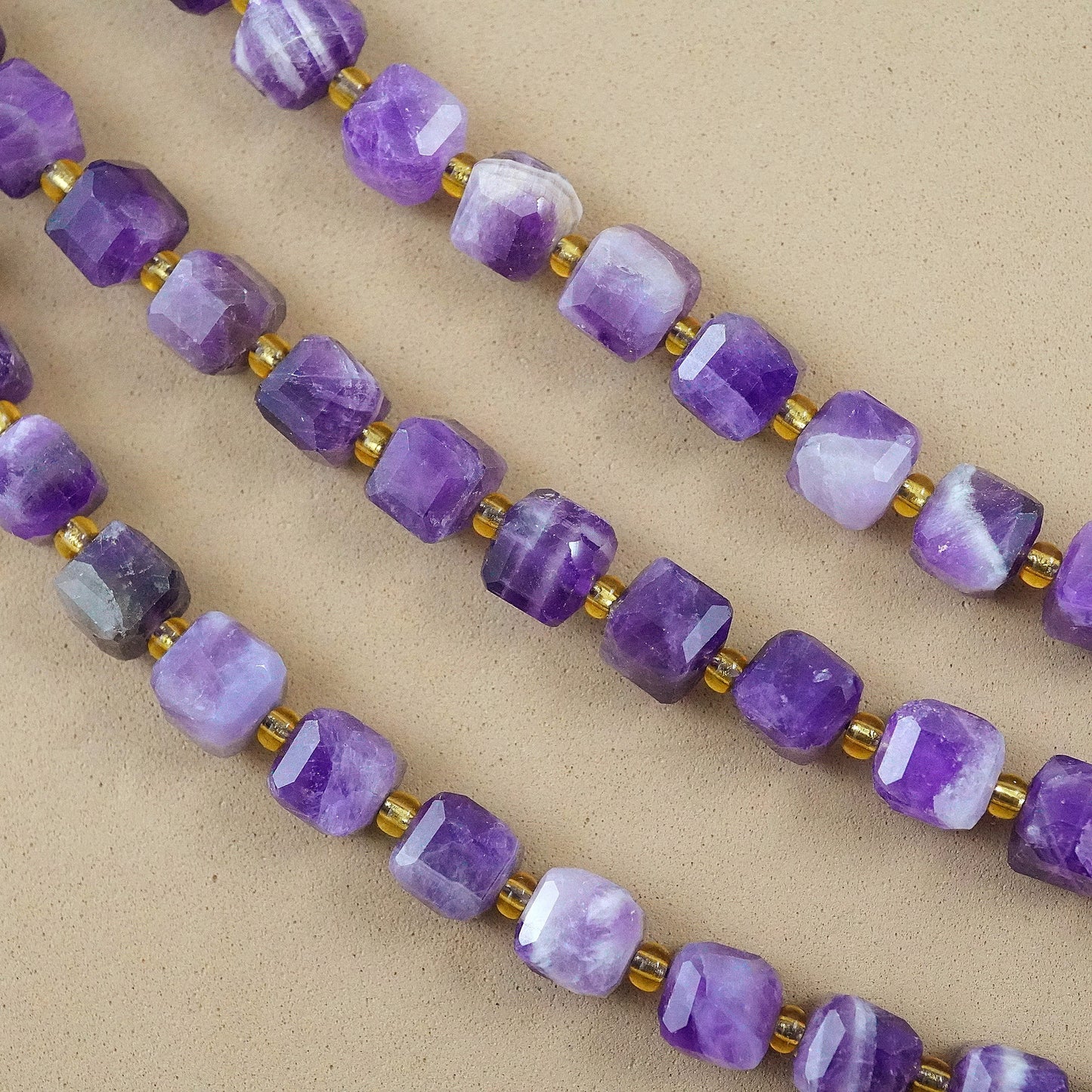 Chevron Amethyst (Cube)(Faceted)(8mm)(15"Strand)