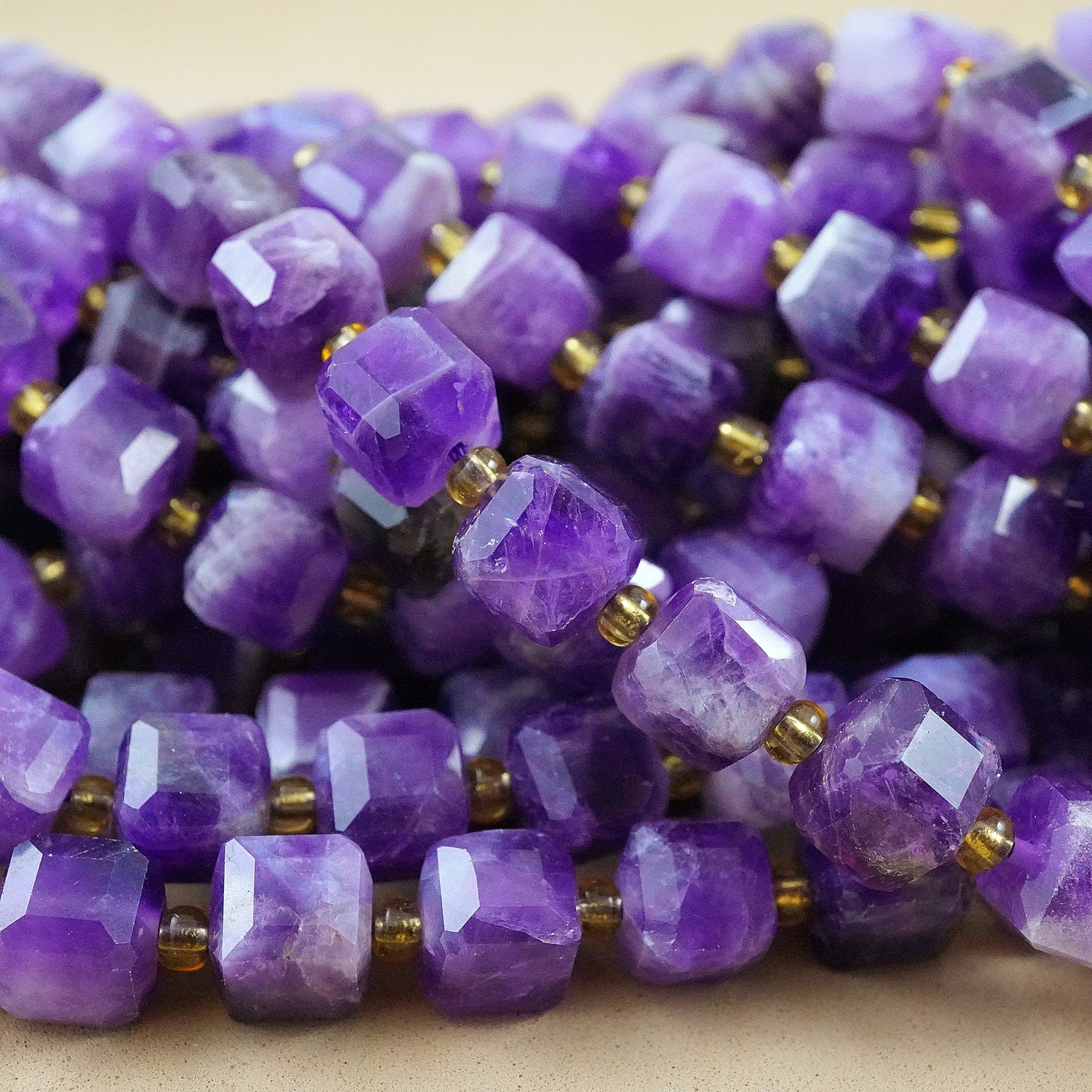 Chevron Amethyst (Cube)(Faceted)(8mm)(15"Strand)