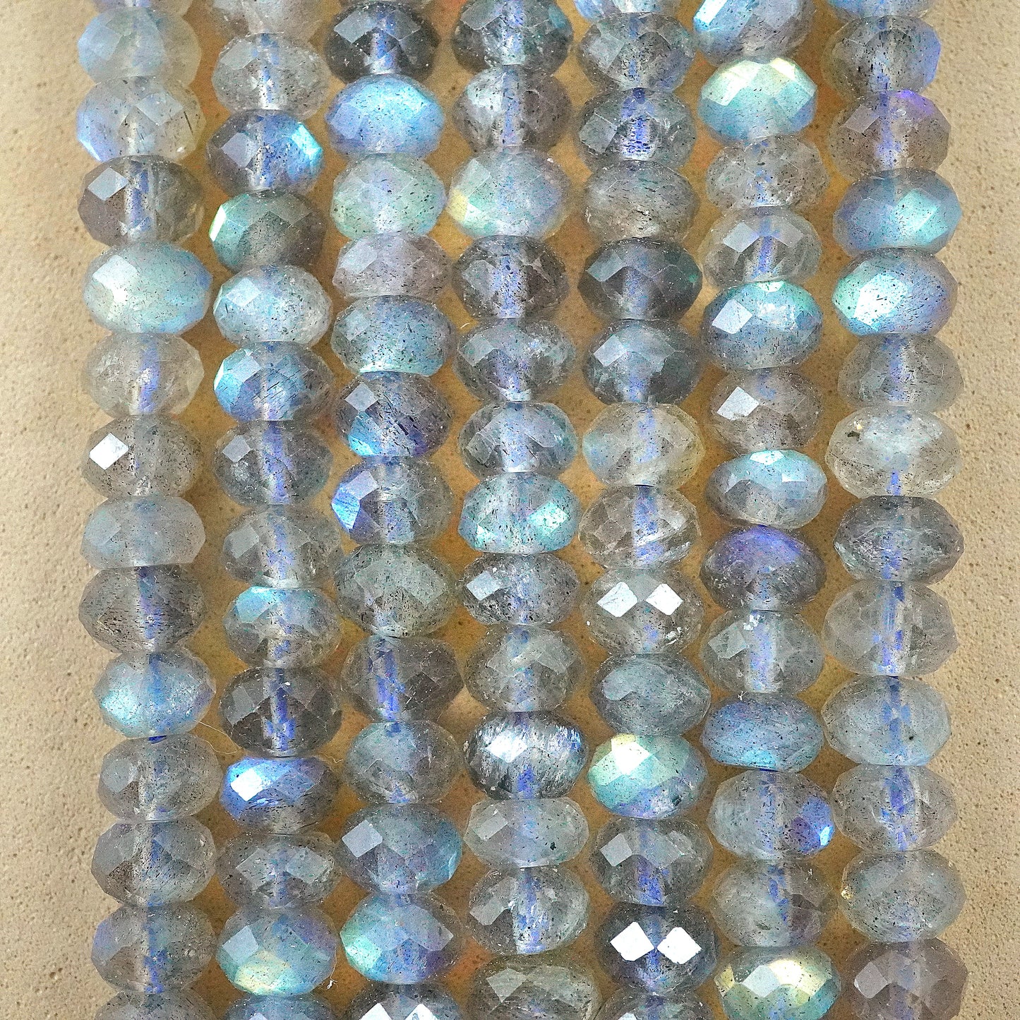 Labradorite (Rondelle)(Faceted)(6mmx3mm)(6mmx4mm)(15"Strand)