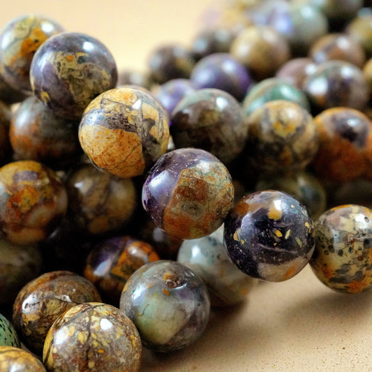 Purple Brecciated Jasper (Round)(Smooth)(6mm)(8mm)(10mm)(15"Strand)