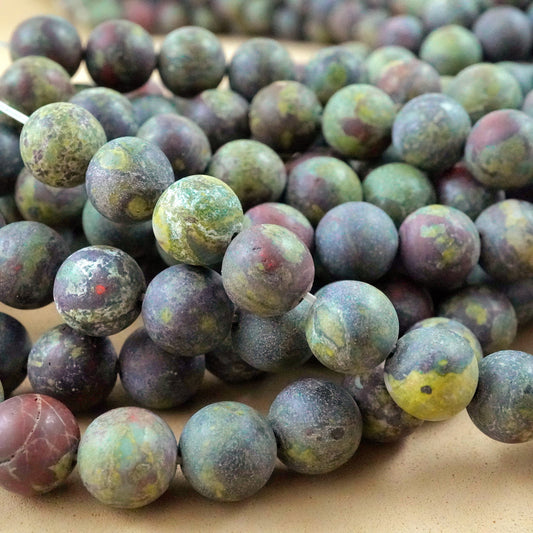 Dragon's Blood Jasper (Round)(Matte)(4mm)(6mm)(8mm)(10mm)(15"Strand)