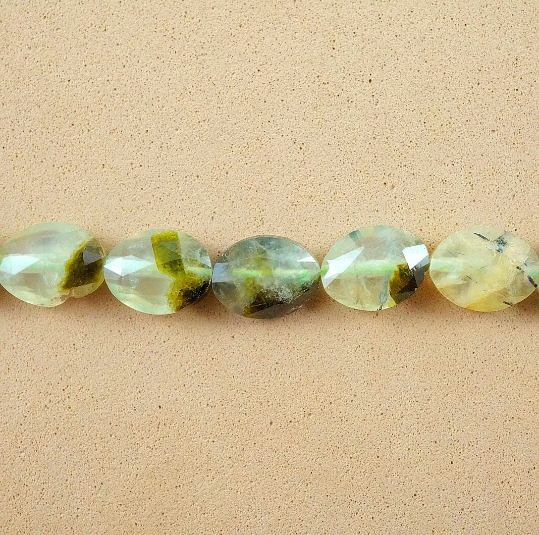 Prehnite (Oval)(Faceted)(8x10mm)(15"Strand)