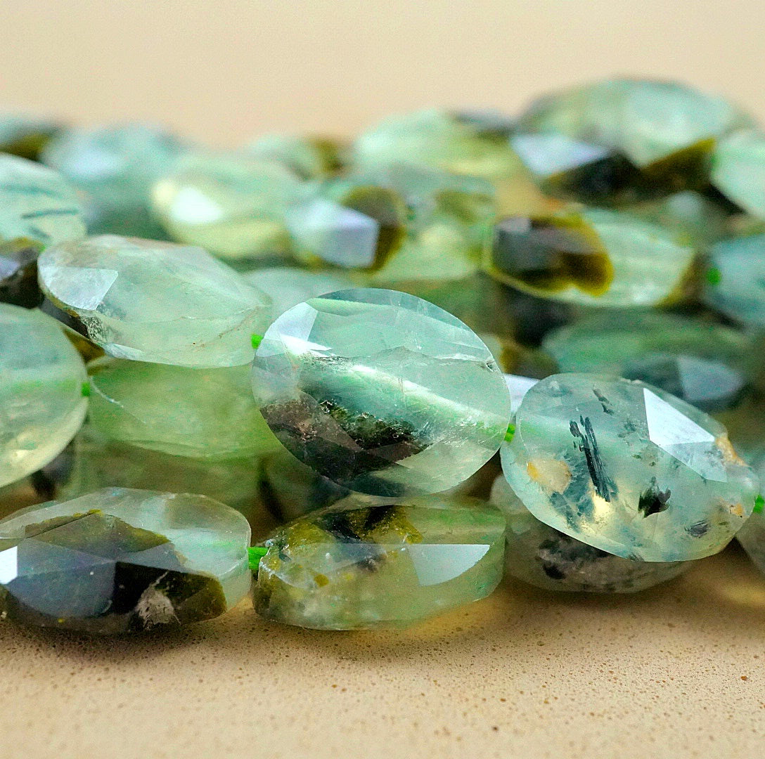 Prehnite (Oval)(Faceted)(8x10mm)(15"Strand)