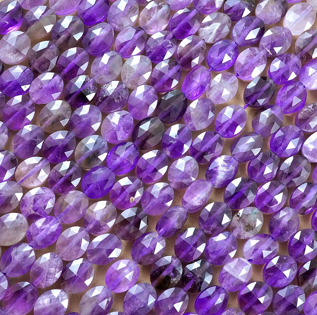 Chevron Amethyst (Oval)(Faceted)(8x10mm)(15"Strand)