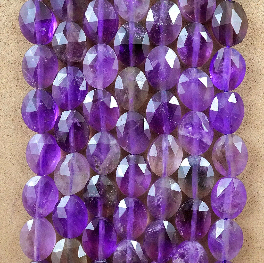 Chevron Amethyst (Oval)(Faceted)(8x10mm)(15"Strand)