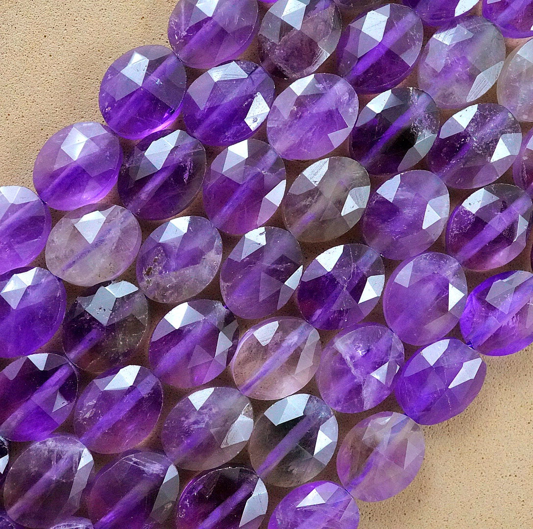 Chevron Amethyst (Oval)(Faceted)(8x10mm)(15"Strand)