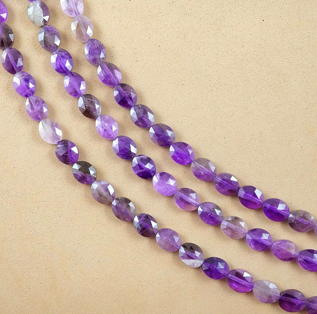 Chevron Amethyst (Oval)(Faceted)(8x10mm)(15"Strand)