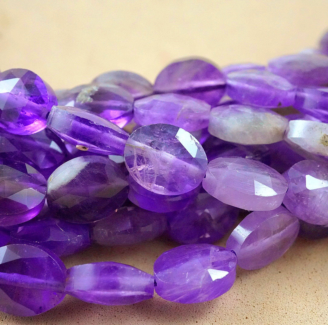 Chevron Amethyst (Oval)(Faceted)(8x10mm)(15"Strand)