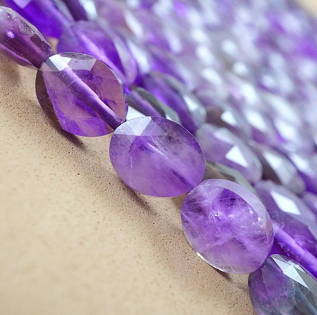 Chevron Amethyst (Oval)(Faceted)(8x10mm)(15"Strand)