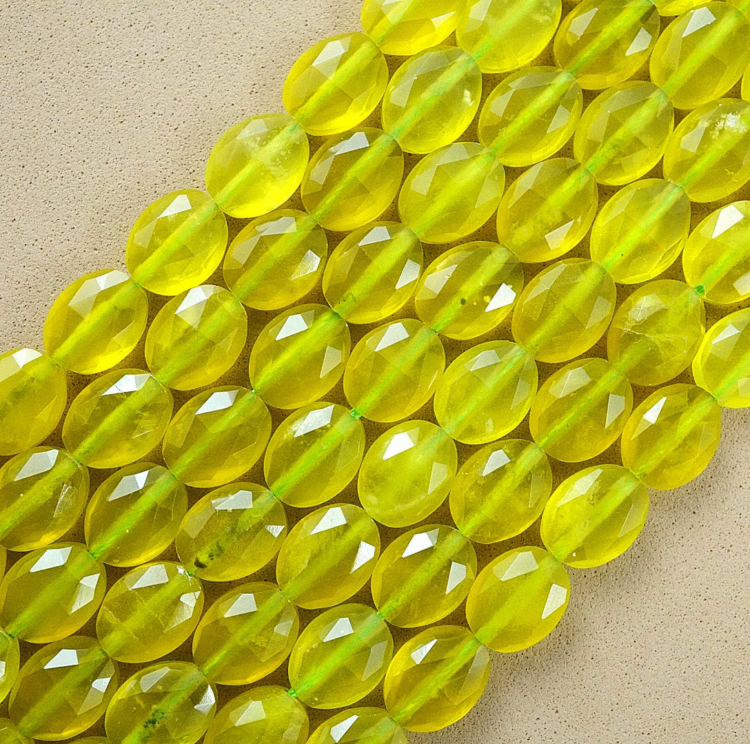 Olive Jade (Oval)(Faceted)(8x10mm)(15"Strand)