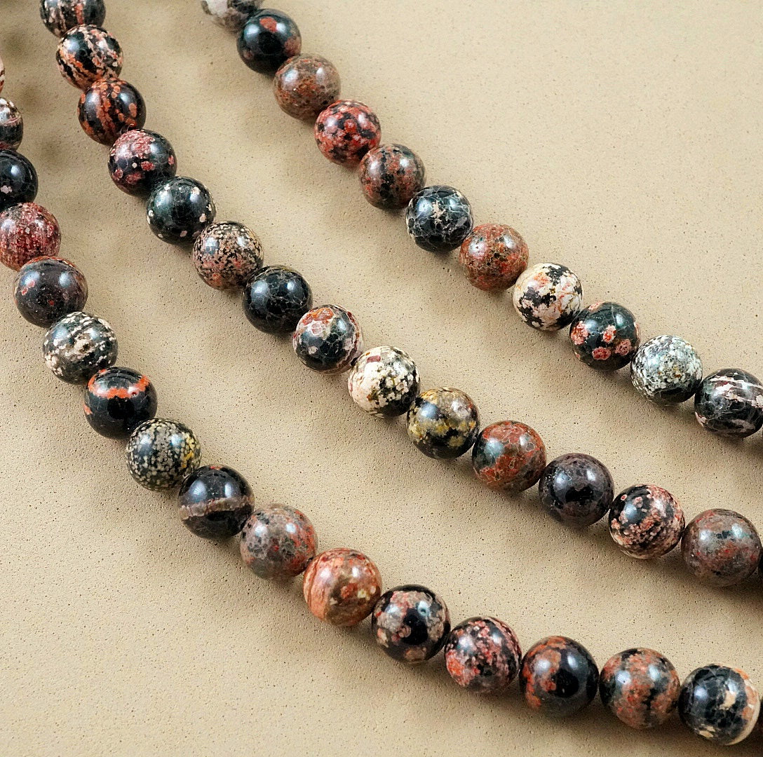 Red Snowflake Obsidian Bead Strand (Round)(Smooth)(6mm)(8mm)(10mm)(15"Strand)