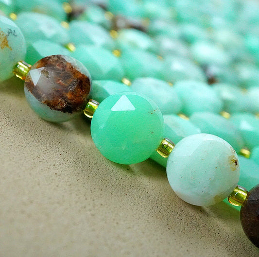 Chrysoprase (Coin)(Micro)(Faceted)(8×4mm)(15"Strand)