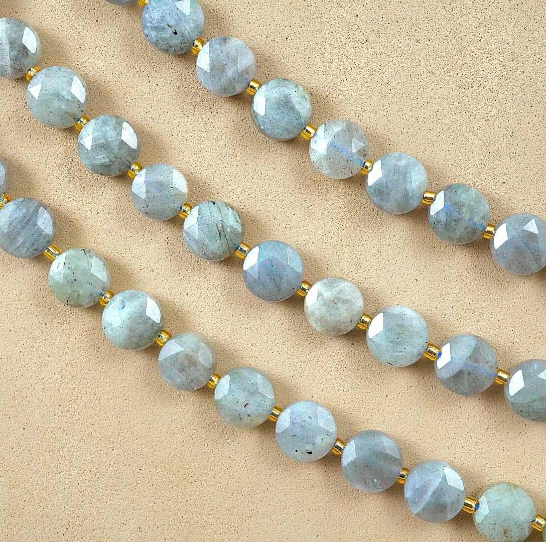 Labradorite (Coin)(Micro)(Faceted)(8×4mm)(15"Strand)