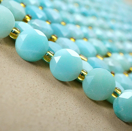 Amazonite (Coin)(Micro)(Faceted)(8×4mm)(15"Strand)