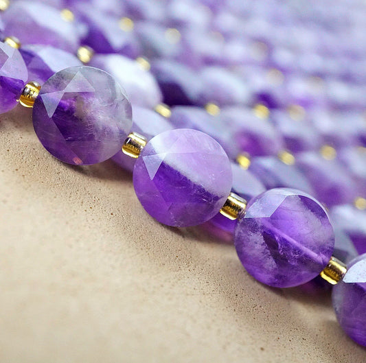 Chevron Amethyst (Coin)(Micro)(Faceted)(8×4mm)(15"Strand)