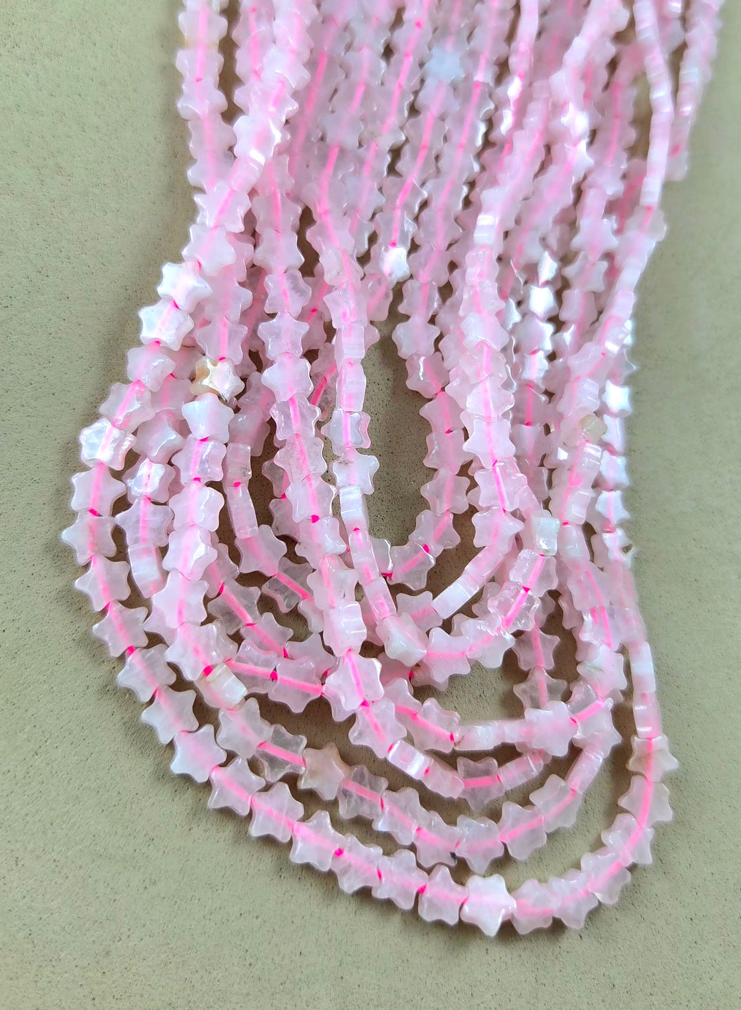 Rose Quartz Beads (Star)(Smooth)(6x2.5mm)(15.5"Strand)