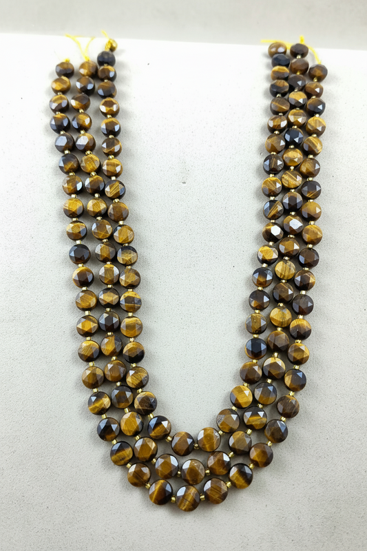 Tiger Eye (Coin)(Micro)(Faceted)(8×4mm)(15"Strand)